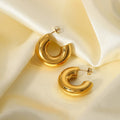 Dropshipping Geometric Pvd Gold Plated Thick Hoop Earrings Wedding Stainless Steel Wide Chunky Cc Hoop Earrings For Women