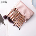 Private Label 10-Piece Diamond Handle Luxury Handmade Synthetic Fibre Face Makeup Brush Set for Women Eyebrow Pencil Mascara