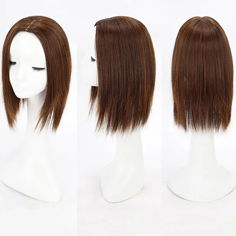 Centre Parting Clip in Hair Topper Natural Hair Replacement Wigs Clip in Hair Extension 14inch Hairpiece
