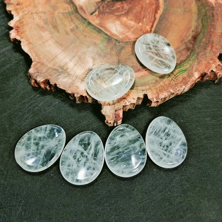 2026 Wholesale Natural Gemstone Pocket Stone Amethyst Rose Quartz Tiger Eye Palm Stone Clear Quartz Worry Stone for Healing