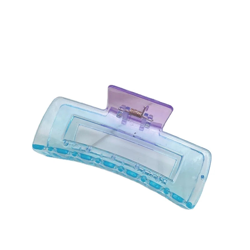 High-Grade Female Plastic Hair Claw Gradient Fresh Shark Clip Large Rectangle Korean Style Resin Fabric PC Material for Girls