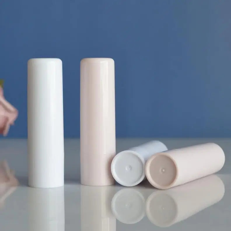 Wholesale Custom Round White Pink 4.8g Plastic Lip Balm Tube Empty Lipstick Chapstick Tubes Container Cosmetic Packaging