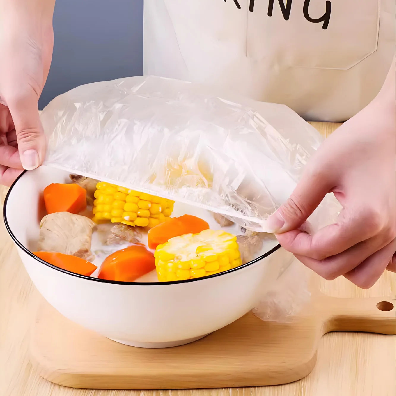 Disposable Plastic Wrap Elastic Food Lids Fresh Keeping Kitchen Storage Bag for Fruit Bowls Cups Tableware