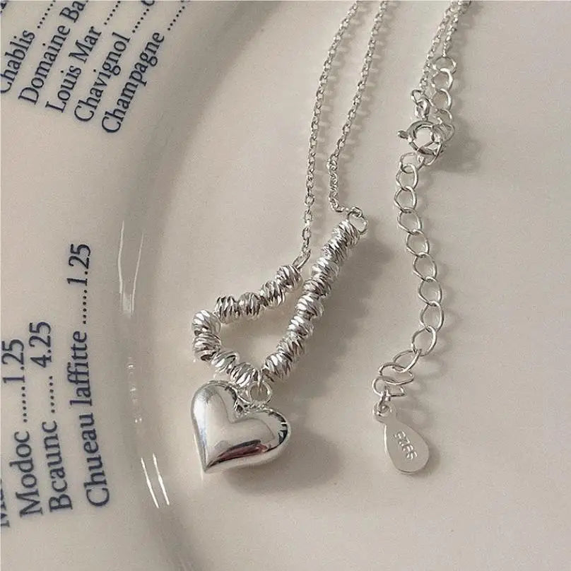 VIANRLA 925 Sterling Silver Heart Pendant Minimalist Necklace for Women Jewelry Wholesale Free Laser Logo
