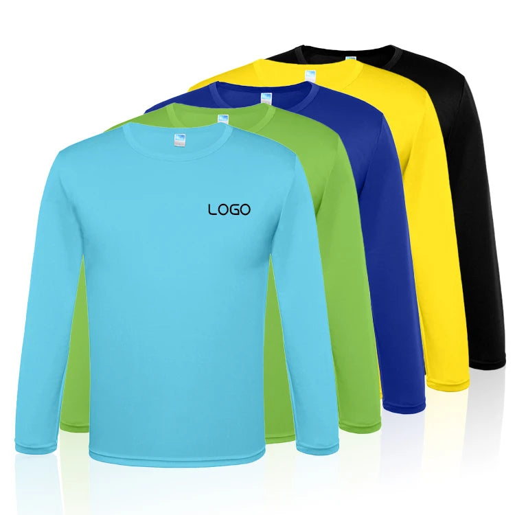 Wholesale Long Sleeve Polyester Quick Dry Blank Plain Men's T-Shirts Custom t Shirt for Men