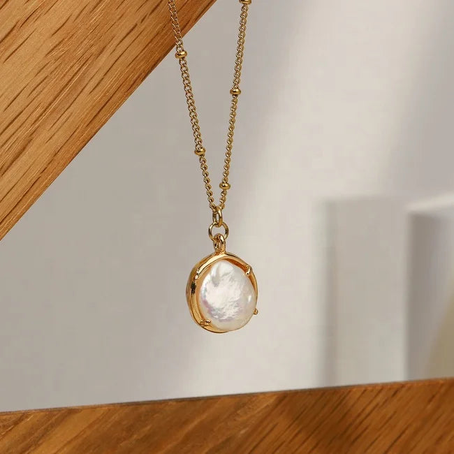 Elegant Accessories Women Permanent Jewelry 18k Thick Real Gold Plating Beads Chain Baroque Freshwater Dipped Pearl Necklace