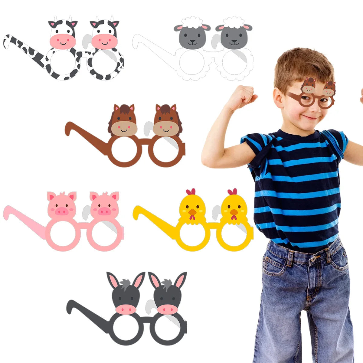 Animal Themed Paper Glasses  Children's Birthday Party Decorations Zoon Birthday Party Decorations Party Photography Props