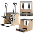 Wooden Maple Pilates Reformer Stability Chair Home Gym Fitness Equipment with Foldable Handles for Body Building Pilates Studios