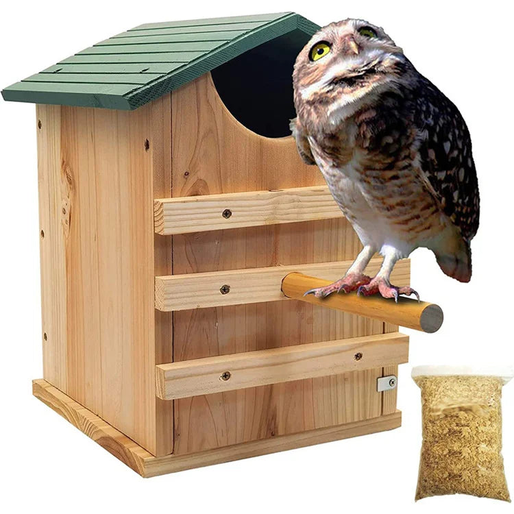 Cedar Wood Owl Box with Mounting ScrewsBird Nesting BoxLarge Wooden Owl House Box