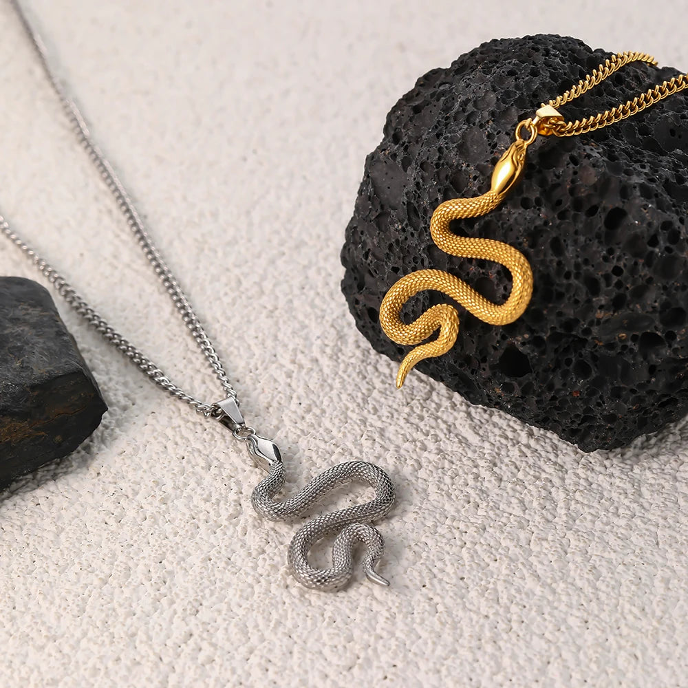 VAF New Design Curved Snake Pendant Python Stainless Steel Trend Modern Pendant Serpiente Serpent Schlange