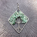 HZ Factory Directly Wholesale Natural Green Aventurine Chips Tree of Life Necklace Pendant Necklace Healing Crystals Jewelry