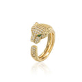 Hip Hop Trendy Jewelry  Brass Cz Panther Head Ring Adjustable Fashion Atmosphere Leopard Micro Inlaid Zircon Animal Ring