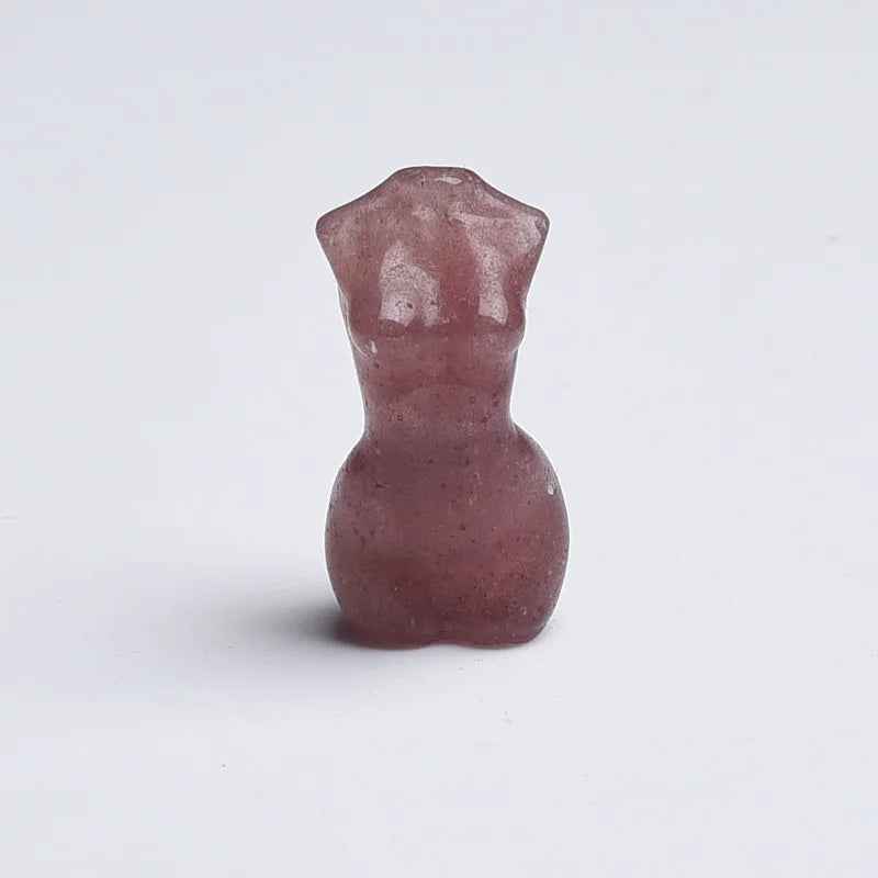 HZ Wholesale Craft Carving Natural Crystal Strawberry Crystal Female Mannequin Torso Sculpture for Home Decoration
