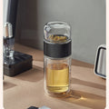 280ML Unisex Travel Glass Bottle Double Wall Reusable Direct Drinking Minimalist Tea Infuser Filter Tumbler Boiling Applicable