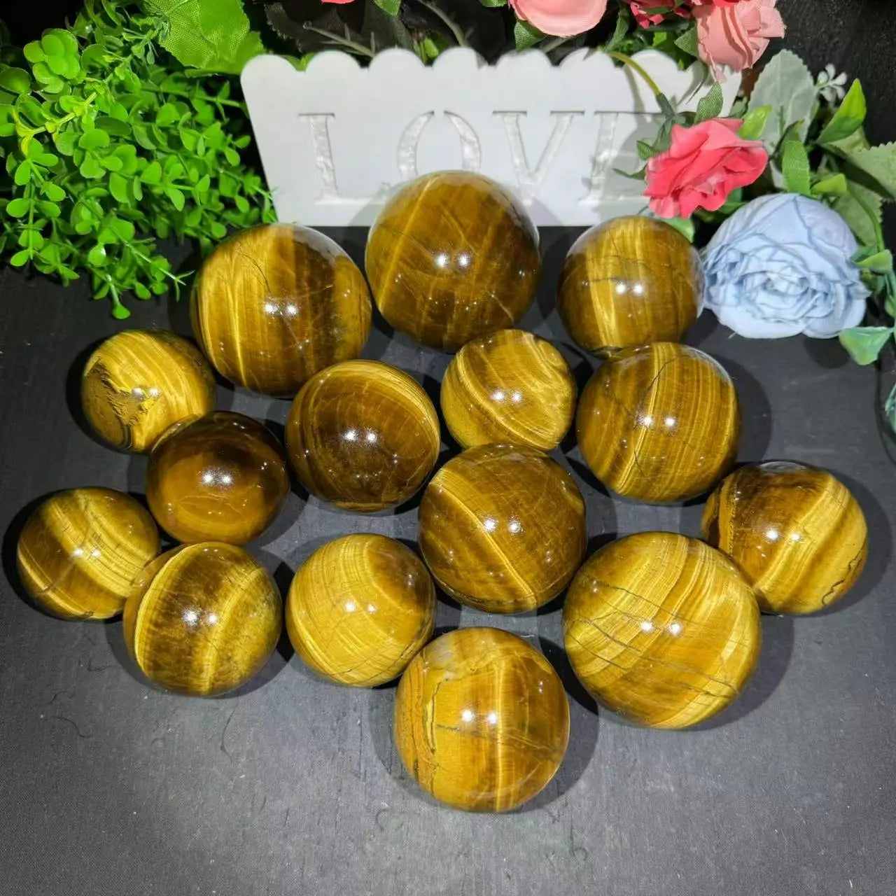 Natural Wholesale Price Crystal Ball  Yellow Tiger Eye Stone Sphere   for Healing