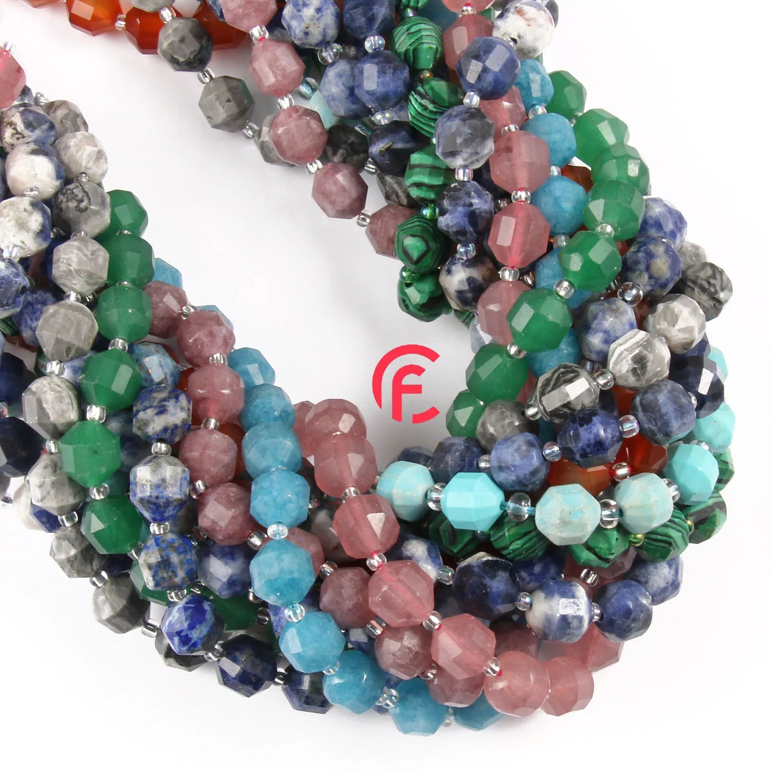 Fan Wholesale Faceted Bead OIive Barrel Shape 8mm Nature Crystal Rose Quartz Amethyst Amazonite DIY Jewelry for Bracelet