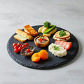 Wholesale Round Dia30 X 0.4-0.6cm Black Slate Dinner Plate Dishes Cheese Board Custom Round Beef Slate Plate