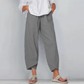 S-5XL Wide Leg Pants Loose Casual Cotton Linen Elastic Waist Cropped Pants