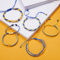 Hot Wholesale Friendship Jewelry Sunflower Daisy Charm Bracelets Handmade Woven Rope Blue and Yellow Ukraine Bracelet