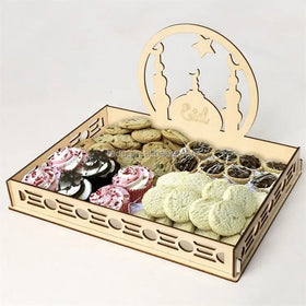 Ramadan Eid Mubarak Decorations for Home Candy Box Wooden Plaque