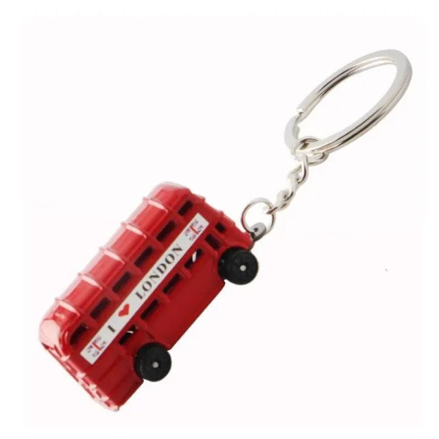 Wholesale Fashion Keychain Double Decker Bus Keychain School Bag Pendant British Travel Gift Keychain