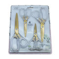 Customized 4Pcs Sewing and Household Scissors Set Titanium Coated Tailor Scissors Set Sharp Blade Shears with Crystal Handle