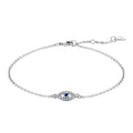 Dylam Stylish Women Fine Jewelry Bangle Bracelets 925 Sterling Silver Evil Blue Eye Sapphire 5A Zirconia Link Chain Bracelet