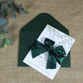 Deckle Edge Handmade Paper Emerald Green Invitation Card Design with Envelope Liner and Ribbon Bow