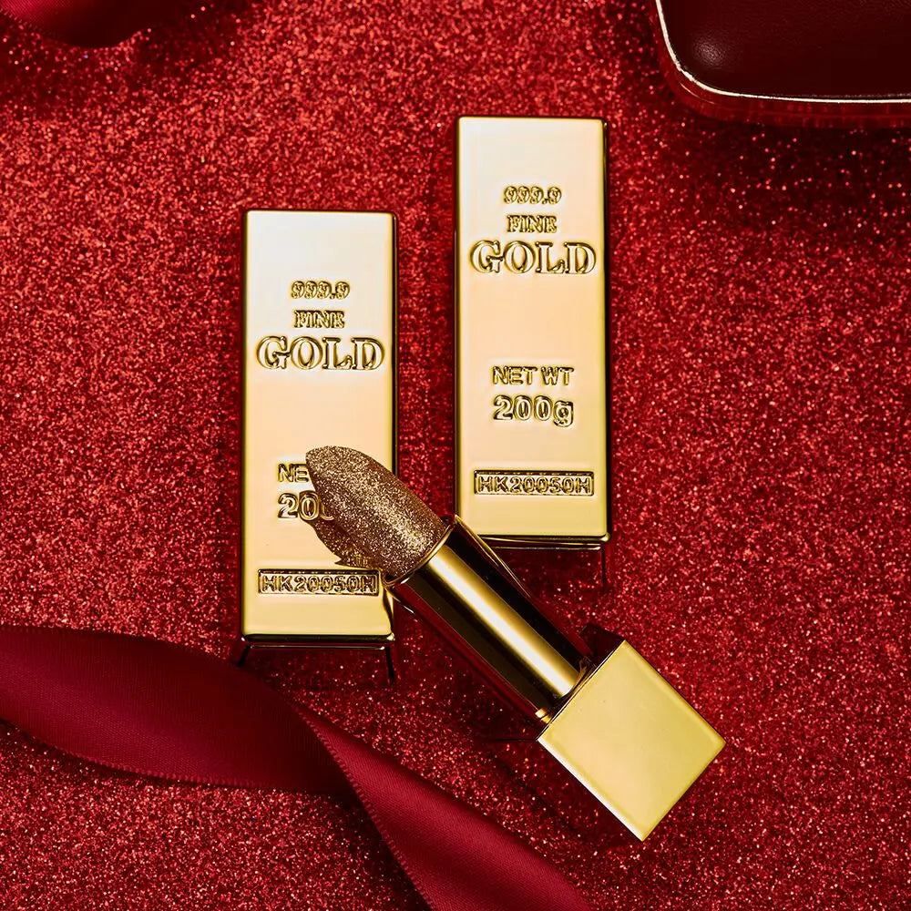Lakerain 6 Colors Flow Gold Lipstick Silky Moisturizing Matte Gold Lipstick Waterproof Long Lasting Natural Shiny Lipstick