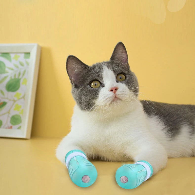 Wholesale 4-Piece Set Adjustable Plastic Cat Foot Cover Cut Nail Pet Paw Protector Anti-Scratch Cat Claw Cover Grooming Products