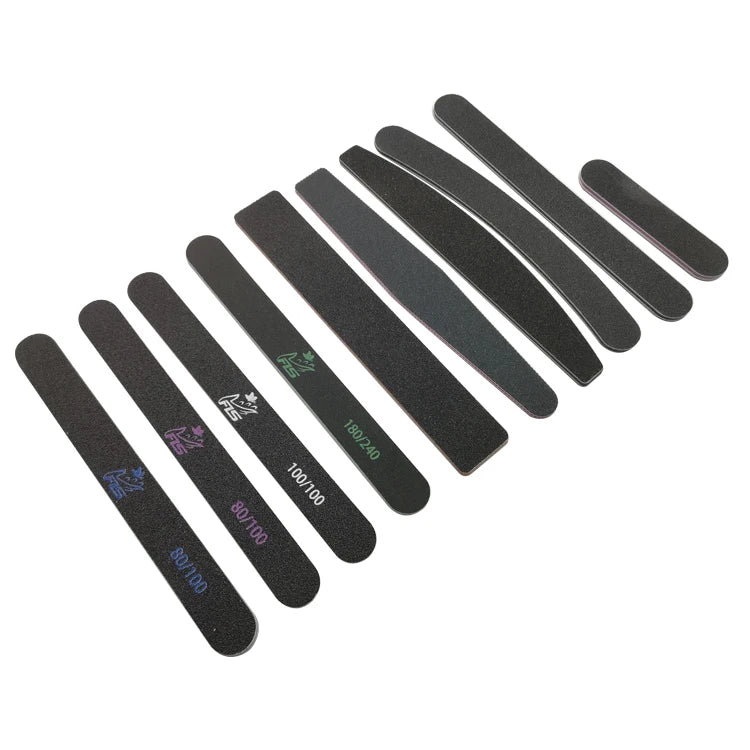 Welcome Custom Logo Double Sides Black Nail Files Nail Supplies Tools Professional Emery Board Nail File