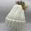 Promotional Women's Hat Winter Knitted Beanie Hat White Hat with Pom Pom Ball Cuff Beanie Billie Eilish