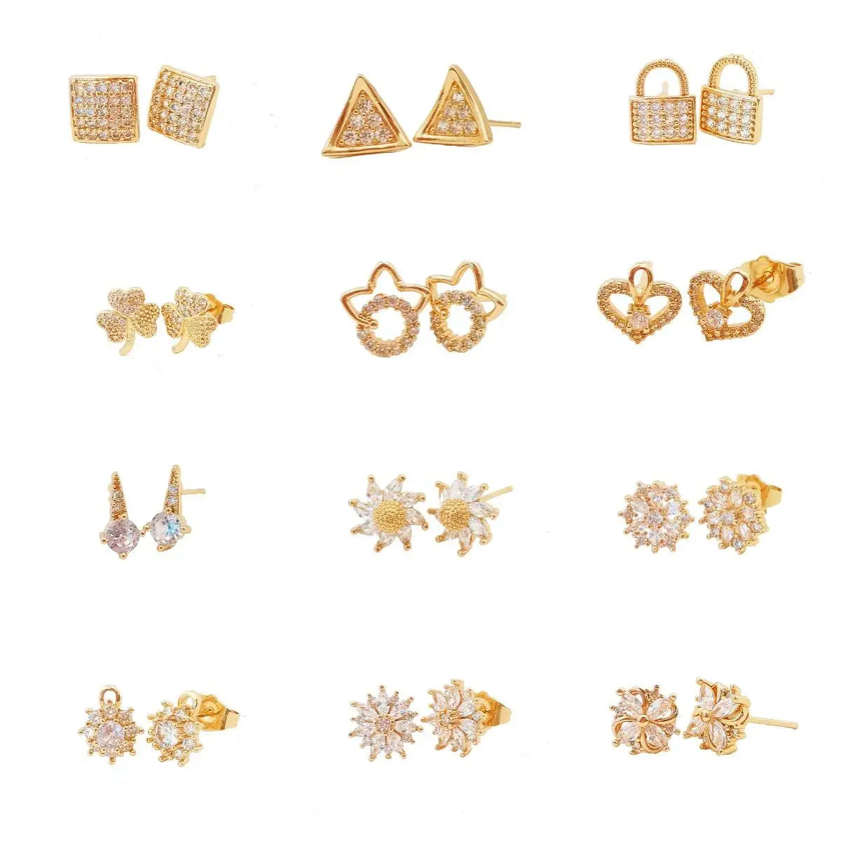 Only 5 USD to USA Vintage Cute Zircon Earrings Jewelry Diamond Earrings 18k Gold Plated Women Mini Stud Earring