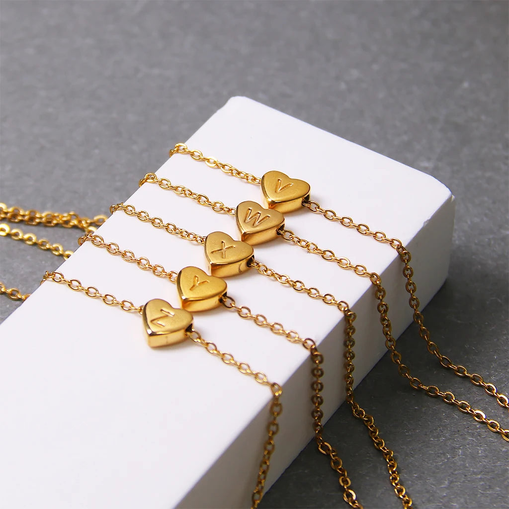 Wholesale Custom 18K Gold Plated K Initial Necklace Waterproof Stainless Steel Love Letter Necklace