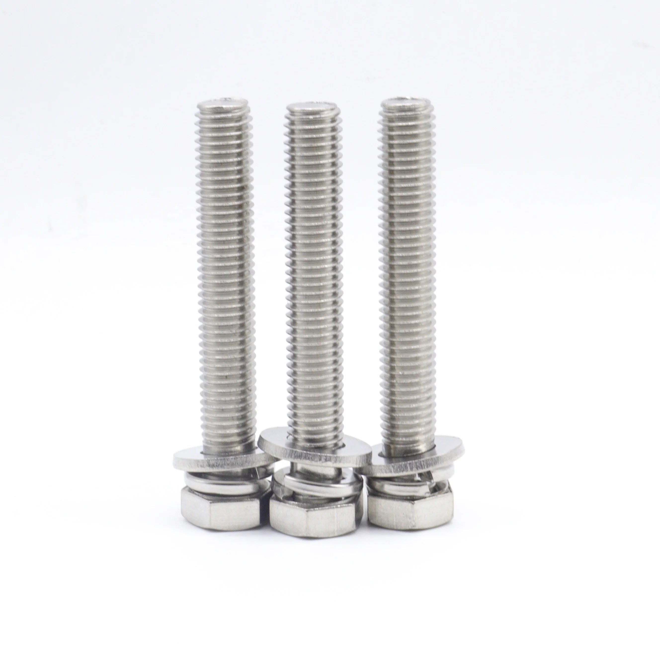 304 Stainless Steel Cross Head External Hex Three Combination Screw M4 M5 M6 M8 Black Oxide Finish Metric/Inch Bolts Fasteners