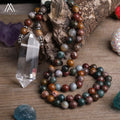 Ocean Agate Mala Necklace Prayer Beads  Healing Clear Crystal Quartz Double Point Pendant Yoga Necklaces