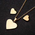 Fashion 18K Real Gold Silver Plated Stainless Steel Heart Pendant Necklace Earring Jewelry Set for Women