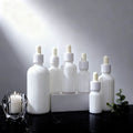 5-100ml White Porcelain Glass Dropper Bottle Refillable Ceramic Container Leak-Proof for Cosmetic Essential Oil Serum Container