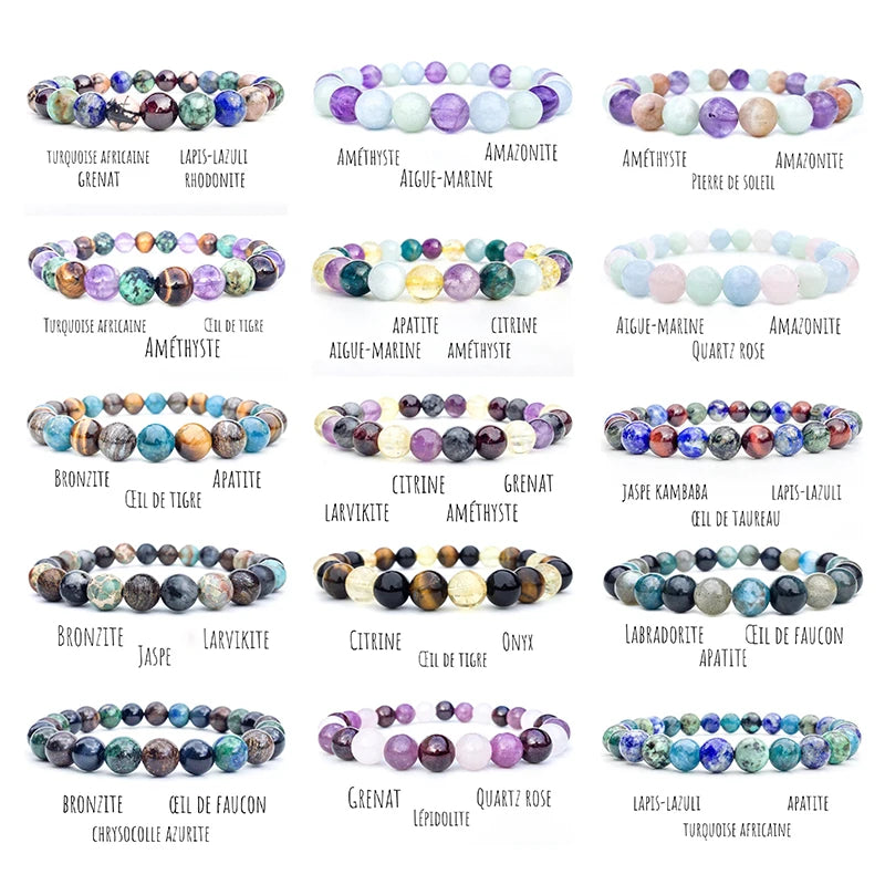 Mix Round Crystal Bead Bracelet Bangles Jewelry 6mm 8mm Healing Bead Bracelets Reiki Energy Elastic Bangles Jewelry