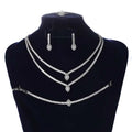 Double Layer Pendant Necklace Set Wedding Cubic Zircon Jewelry Set for Women BN8351 Bijoux Femme Ensembl
