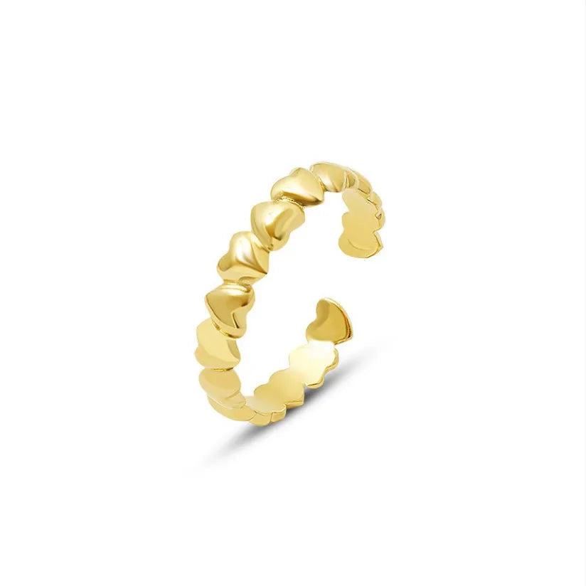 Custom Resizeable Stainless Steel Heart Shape Open Women Ring