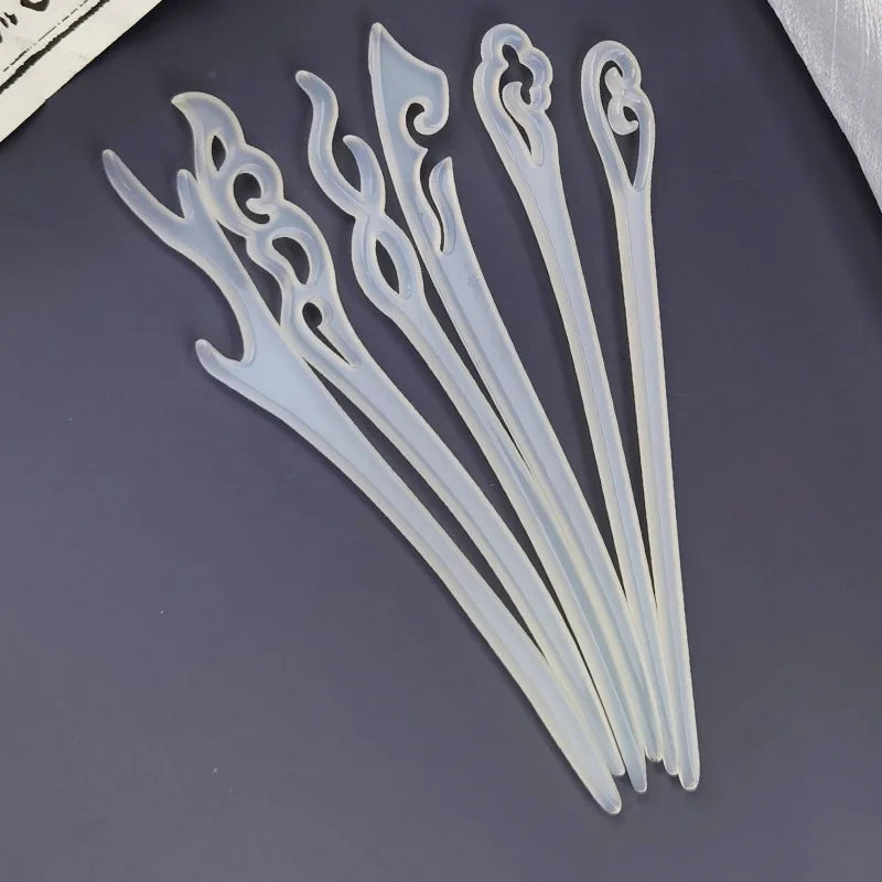 Vintage Hair Accessories Plain White Green Pink Hairpins Jade Acetate Hair Stick Chopstick Chinese Traditional Hair Pin
