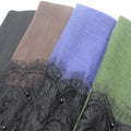 Hot Cotton Crinkle Splicing Black Lace at Both End Hijab Scarf for Women Shawls