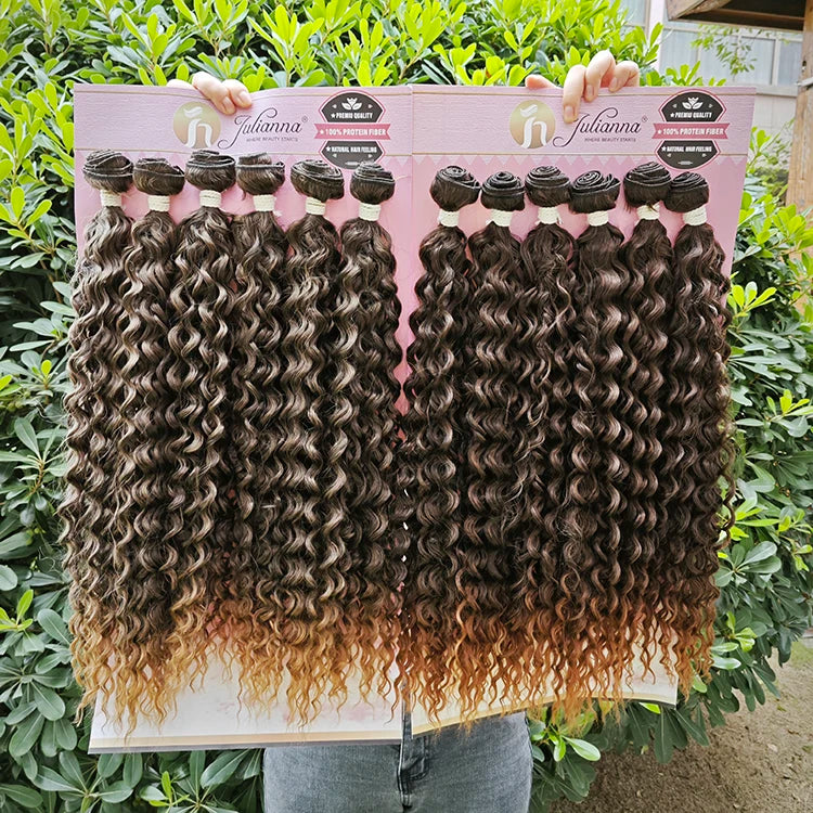 Julianna Water Wave Organic Protein Fiber Opal 6 Pieces Bundles Set Packet Hair Weaving Weave Bundles Synthetic Hair Extension