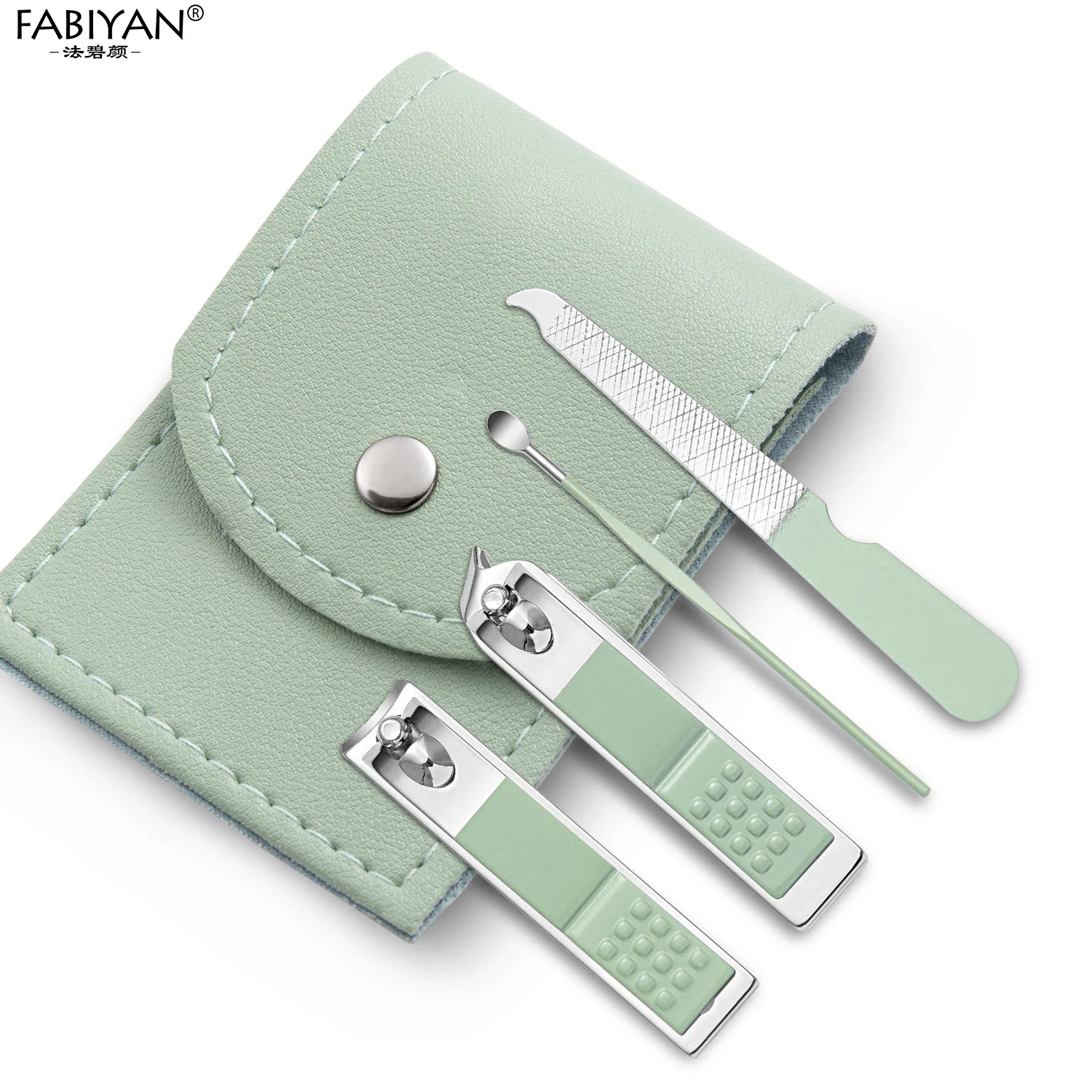 Stainless Steel Nail Clippers Set Ear Pick with Leather Storage Bag for Women's Beauty Home Use