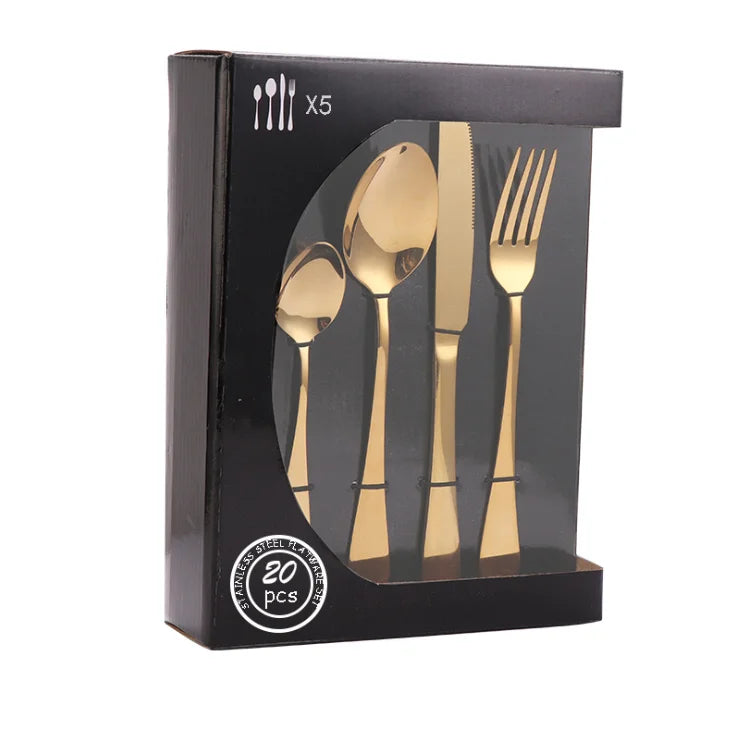 16/20/24-piece Stainless Steel Utensil Flatware Set with Box 24pcs Cutlery Set with case