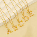 New Arrival Dainty Rhinestone Crystal Paved Alphabet Charm 18K Gold Plated Stainless Steel Initial Letter Pendant Necklace