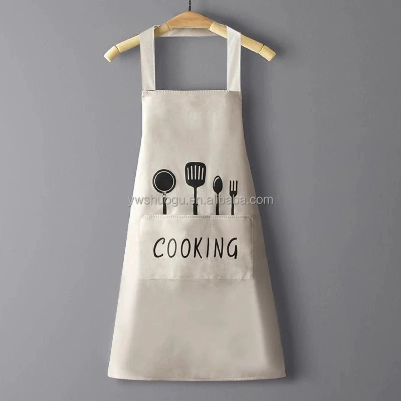 Fashionable & Cute PVC Adult Women's Work Clothes Apron Waterproof Oil Resistant for Home Kitchen Cooking Reusable Washable