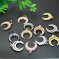 Cheap Price 13mm Gold Silver Plating White CZ Setting Moon Horn Charms Pendants for Necklace Jewelry Making