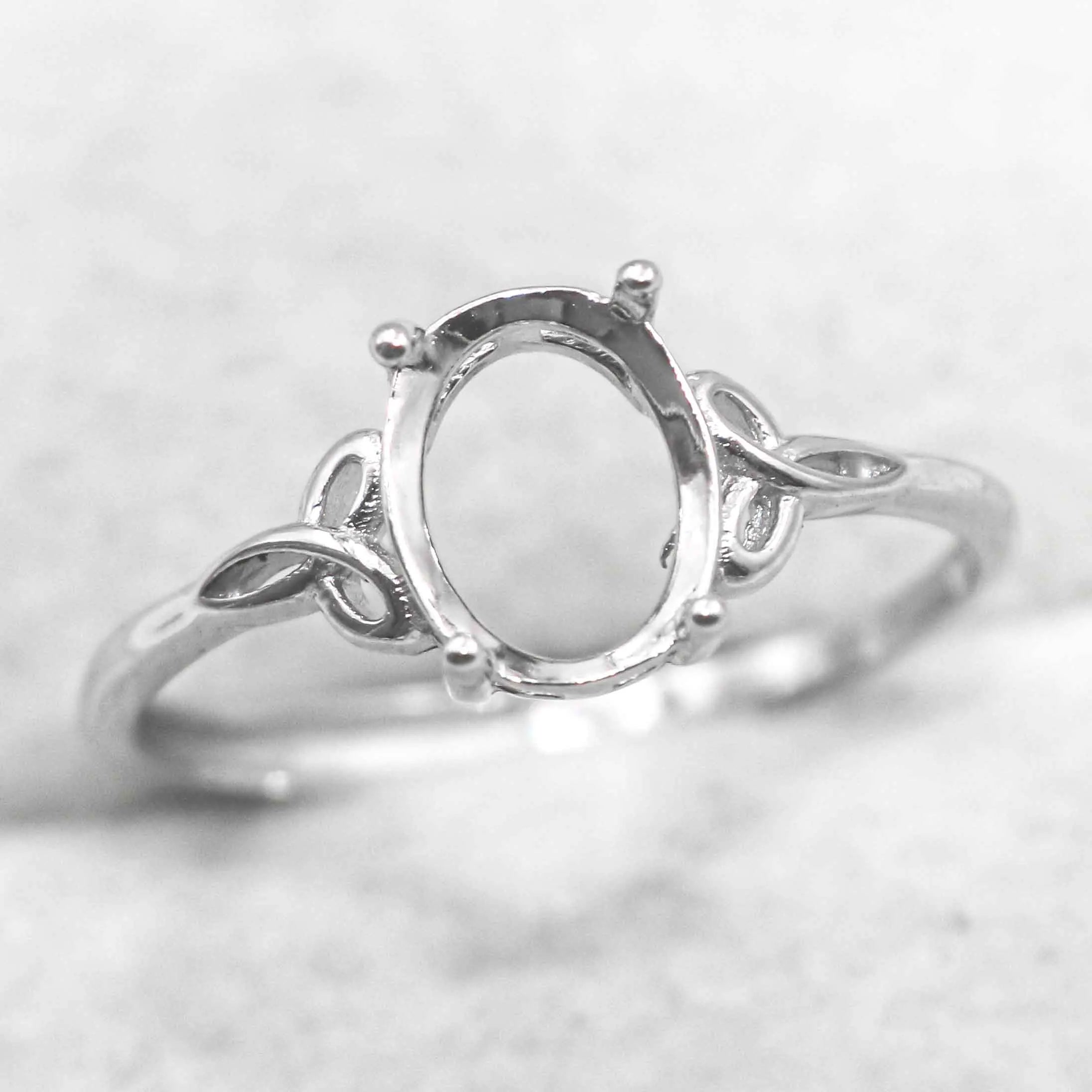 Sterling Silver 7*9mm Semi Mount Ring Empty Frame Blank Support Claw Setting S925 Base Holder Without Center Stone for DIY Inlay